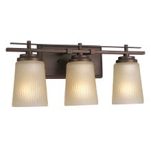 Riverside 3 Light Bathroom Vanity Light with Water Patterned Glass Shades - 19