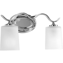 Inspire 2 Light Bathroom Vanity Light with Etched Glass Shades - 15" Wide