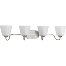Arden 34" Wide 4 Light Vanity Light with Etched Glass Shades