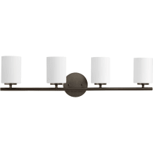 Replay 4 Light 31" Wide Bathroom Vanity Light with Etched Glass Shades