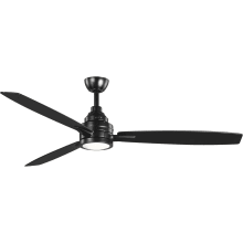 Gaze 60" 3 Blade Indoor Ceiling Fan - Remote Control and LED Light Kit Included