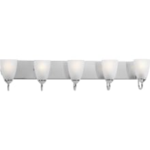 Gather 5 Light Bathroom Vanity Light with Etched Glass Shades - 36" Wide