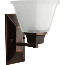North Park 1 Light Bathroom Wall Sconce with Square Etched Glass Shade - 10" Tall
