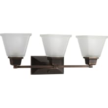 North Park 3 Light Bathroom Vanity Light with Square Etched Glass Shades - 23