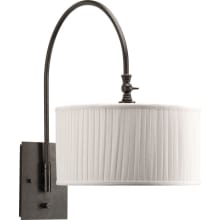 Clayton 1 Light 22" Tall Wall Sconce with Cream Pleated Linen Shade