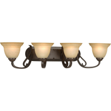 Torino Four-Light Bathroom Fixture with Tea Stained or Etched White Glass Shades
