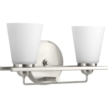 Flight 2 Light 15-3/4" Wide Bathroom Vanity Light with White Glass Shades