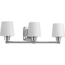 Glance 3 Light 24" Wide Bathroom Vanity Light with Etched White Linen Glass Shades