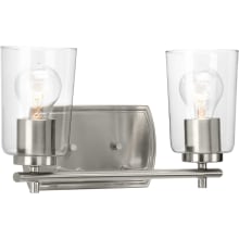 Adley 2 Light 14" Wide Bathroom Vanity Light with Clear Glass Shades