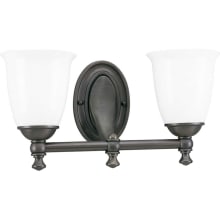 Victorian 2 Light Bathroom Vanity Light with Opal Glass Shades - 17" Wide