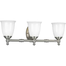 Victorian 3 Light Bathroom Vanity Light with Opal Glass Shades - 25" Wide