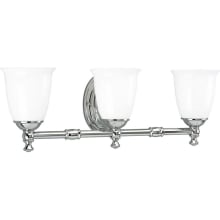 Victorian 3 Light Bathroom Vanity Light with Opal Glass Shades - 25" Wide