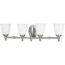 Victorian 4 Light Bathroom Vanity Light with Opal Glass Shades - 33" Wide