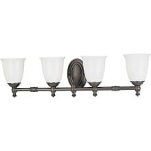 Victorian 4 Light Bathroom Vanity Light with Opal Glass Shades - 33" Wide