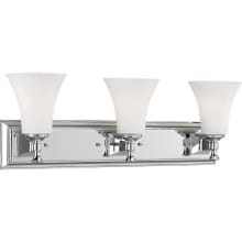 Fairfield Three-Light Bathroom Fixture with Conical Etched Opal Glass Shades