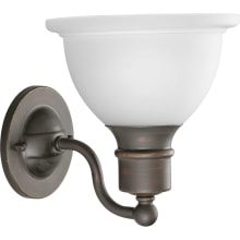 Madison 1 Light Bathroom Wall Sconce with Etched Glass Shade - 8" Tall