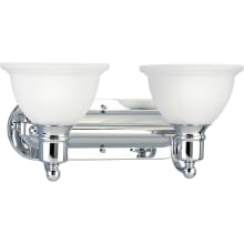Madison 2 Light Bathroom Vanity Light with Etched Glass Shades - 18" Wide