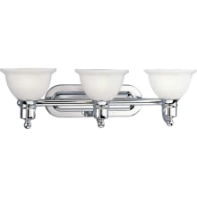 Madison 3 Light Bathroom Vanity Light with Etched Glass Shades - 28" Wide