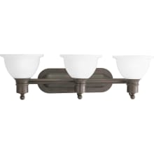 Madison 3 Light Bathroom Vanity Light with Etched Glass Shades - 28