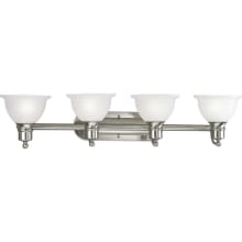 Madison 4 Light Bathroom Vanity Light with Etched Glass Shades - 38" Wide