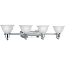 Madison 4 Light Bathroom Vanity Light with Etched Glass Shades - 38" Wide