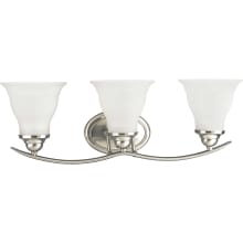 Trinity 3 Light Bathroom Vanity Light with Etched Glass Shades - 24" Wide