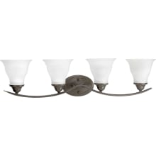 Trinity 4 Light Bathroom Vanity Light with Etched Glass Shades - 33" Wide