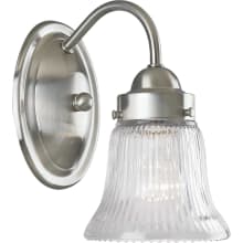 Economy Fluted Glass Series Single-Light Bathroom Sconce with Clear Ribbed Glass Shade