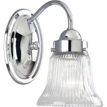 Economy Fluted Glass Series Single-Light Bathroom Sconce with Clear Ribbed Glass Shade