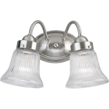 Economy Fluted Glass Series Two-Light Bathroom Fixture with Clear Ribbed Glass Shades