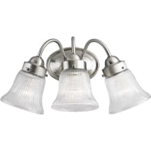 Economy Fluted Glass Series Three-Light Bathroom Fixture with Clear Ribbed Glass Shades