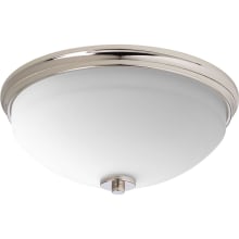 Replay 2 Light 14" Wide Flush Mount Bowl Ceiling Fixture with Etched Outside And Painted White Inside Glass Shade