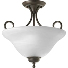 Alabaster Glass Series 13-1/4" Two-Light Semi-Flush Mount Ceiling Fixture with Etched Alabaster Glass Shade