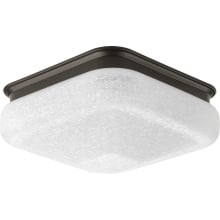 LED Square Single Light 11-1/2" Wide Integrated LED Flush Mount Ceiling Fixture with Etched Linen Glass Shade