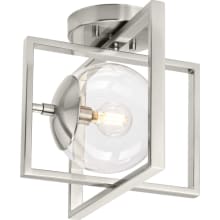 Atwell 12" Wide Semi-Flush Square Ceiling Fixture with Clear Glass Shade