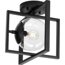 Atwell 12" Wide Semi-Flush Square Ceiling Fixture with Clear Glass Shade