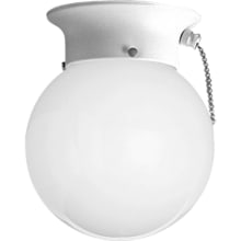 Glass Globes Series 6" Single-Light Flush Mount Ceiling Fixture with Pullchain Switch and White Glass Shade