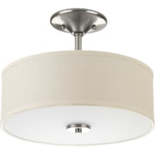 Inspire Light 13" Wide Integrated LED Semi Flush Drum Ceiling Fixture with Off White Linen Shade