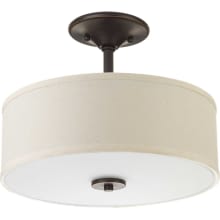 Inspire Light 13" Wide Integrated LED Semi Flush Drum Ceiling Fixture with Off White Linen Shade