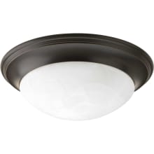 1 Light Flush Mount Ceiling Fixture with Etched Alabaster Glass Shade - 12" Wide