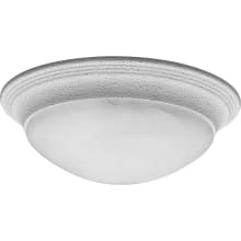 2 Light Flush Mount Ceiling Fixture with Etched Alabaster Glass Shade - 14" Wide