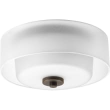 Invite 2 Light Flush Mount Ceiling Fixture with White Frosted Glass Shade