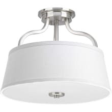 Arden 14" Wide 2 Light Semi-Flush Ceiling Fixture / Pendant with Fabric Shade