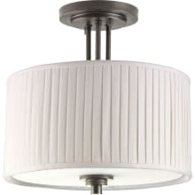 Clayton 2 Light 13" Wide Semi-Flush Ceiling Fixture with Pleated Linen Shade