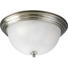 3 Light Flush Mount Ceiling Fixture with Etched Glass Shade - 15" Wide