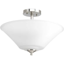 Joy 3 Light 17" Wide Semi-Flush Ceiling Fixture with Etched White Shade
