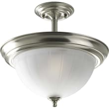Melon Glass Series 13-1/4" Two-Light Semi-Flush Mount Ceiling Fixture with Etched Glass Shade