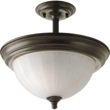 Melon Glass Series 13-1/4" Two-Light Semi-Flush Mount Ceiling Fixture with Etched Glass Shade