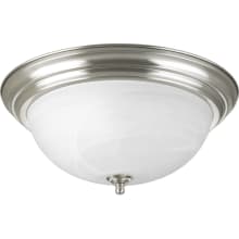 Melon 3 Light Flush Mount Ceiling Fixture with Alabaster Glass Shade - 15" Wide