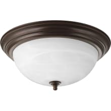 Melon 3 Light Flush Mount Ceiling Fixture with Alabaster Glass Shade - 15" Wide